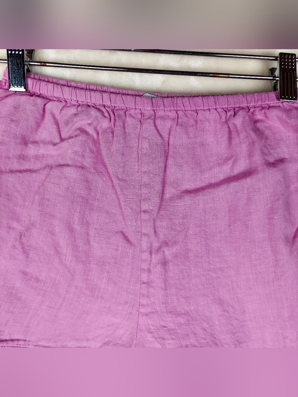 Sleeper Linen Lounge Suit Button Front Shirt & Shorts Pajama Set XS Lavender - Picture 11 of 16